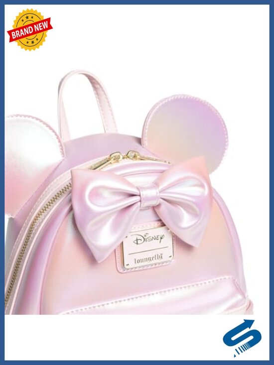 Faux Leather Iridescent Minnie Mouse Mini Backpack Adjustable Straps main image 3